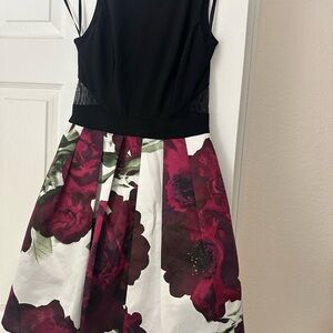 Floral Black and Red Dress